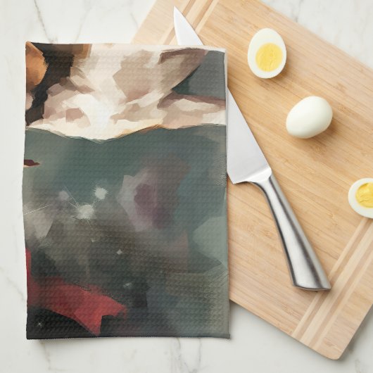 Beagle Hund im Schnee Weihnachten Geschirrtuch (Viertel Falte)