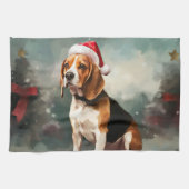 Beagle Hund im Schnee Weihnachten Geschirrtuch (Horizontal)