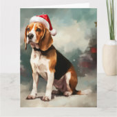 Beagle Hund im Schnee Weihnachten Karte (Vorderseite)