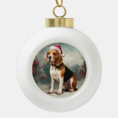 Beagle Hund im Schnee Weihnachten Keramik Kugel-Ornament (Vorderseite)