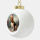 Beagle Hund im Schnee Weihnachten Keramik Kugel-Ornament (Rechts)