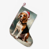 Beagle Hund im Schnee Weihnachten Kleiner Weihnachtsstrumpf (Vorderansicht (hängend))