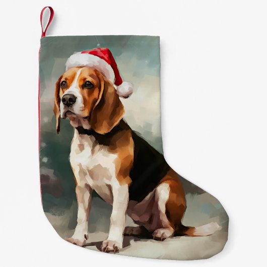 Beagle Hund im Schnee Weihnachten Kleiner Weihnachtsstrumpf (Vorderseite)