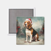 Beagle Hund im Schnee Weihnachten Magnet (Vorderseite/Rückseite)