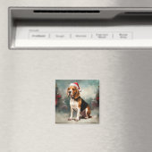 Beagle Hund im Schnee Weihnachten Magnet (In Situ (Geschirrspüler))