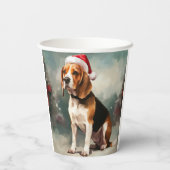 Beagle Hund im Schnee Weihnachten Pappbecher (Rückseite)