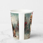 Beagle Hund im Schnee Weihnachten Pappbecher (Rechts)