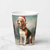 Beagle Hund im Schnee Weihnachten Pappbecher (Vorderseite)
