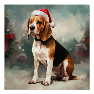 Beagle Hund im Schnee Weihnachten Poster