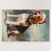 Beagle Hund im Schnee Weihnachten Puzzle (Horizontal)