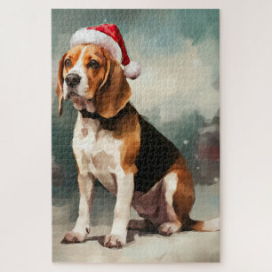 Beagle Hund im Schnee Weihnachten Puzzle
