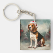 Beagle Hund im Schnee Weihnachten Schlüsselanhänger (Vorderseite)