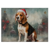 Beagle Hund im Schnee Weihnachten Schneidebrett (Vorderseite)