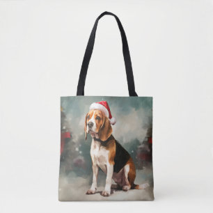 Beagle Hund im Schnee Weihnachten Tasche