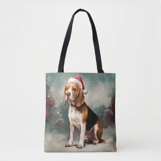 Beagle Hund im Schnee Weihnachten Tasche (Vorderseite)