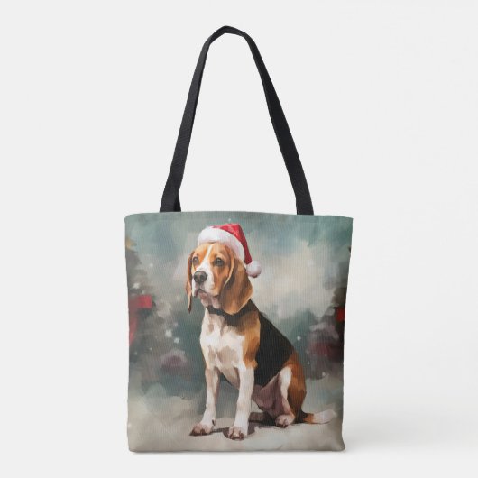 Beagle Hund im Schnee Weihnachten Tasche (Rückseite)
