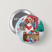 Beagle Hund im Schnee Weihnachtshundehaus Button (Vorne & Hinten)
