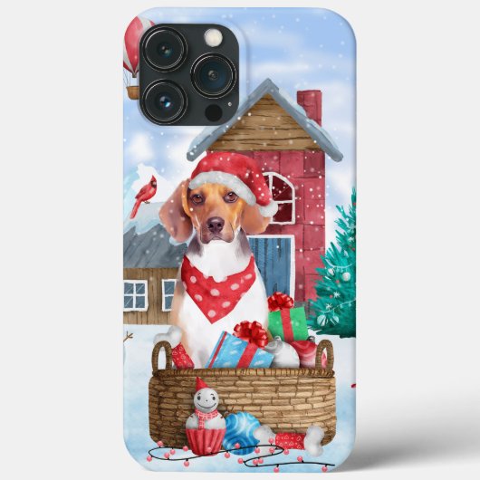 Beagle Hund im Schnee Weihnachtshundehaus Case-Mate iPhone Hülle (Rückseite)