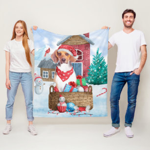 Beagle Hund im Schnee Weihnachtshundehaus Fleecedecke