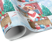 Beagle Hund im Schnee Weihnachtshundehaus Geschenkpapier (Rolleneckpunkt)