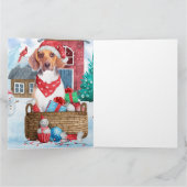 Beagle Hund im Schnee Weihnachtshundehaus Karte (Innenseite)
