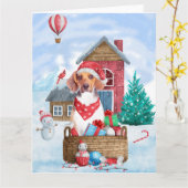 Beagle Hund im Schnee Weihnachtshundehaus Karte (Gelbe Blume)
