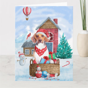 Beagle Hund im Schnee Weihnachtshundehaus Karte