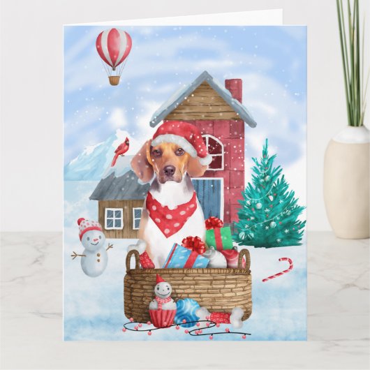 Beagle Hund im Schnee Weihnachtshundehaus Karte (Vorderseite)