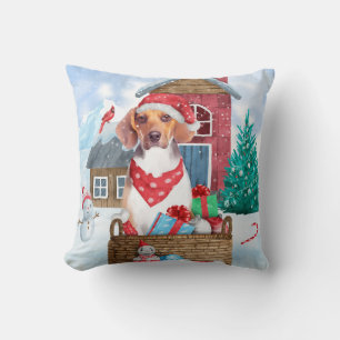 Beagle Hund im Schnee Weihnachtshundehaus Kissen