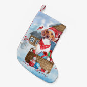 Beagle Hund im Schnee Weihnachtshundehaus Kleiner Weihnachtsstrumpf (Vorderansicht (hängend))