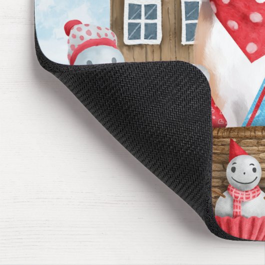 Beagle Hund im Schnee Weihnachtshundehaus Mousepad (Ecke)