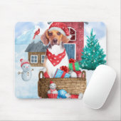 Beagle Hund im Schnee Weihnachtshundehaus Mousepad (Mit Mouse)