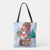 Beagle Hund im Schnee Weihnachtshundehaus Tasche (Rückseite)