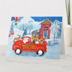 Beagle-Hund im Weihnachtslieferwagen Schnee Karte