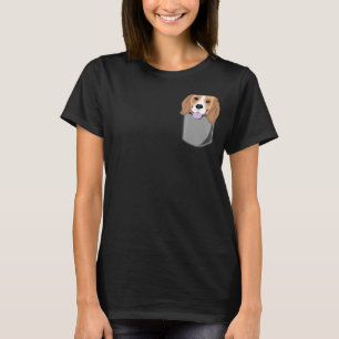 Beagle Hund in Brust-Pocket-Artwork Frauen Männer  T-Shirt