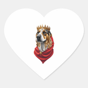 Beagle Hund in einer Krone Herz-Aufkleber