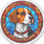 Beagle Hund in lebendiger, gefestigter Glaskunst Aufkleber (Vorderseite)