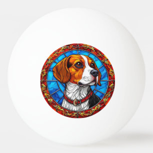 Beagle-Hund in lebendiger Glasmalerei-Kunst Tischtennisball