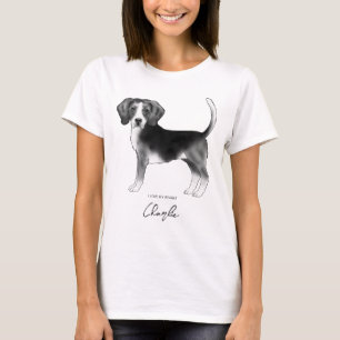 Beagle Hund in Schwarz/Weiß und benutzerdefinierte T-Shirt