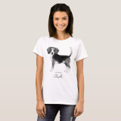 Beagle Hund in Schwarz/Weiß und benutzerdefinierte T-Shirt (Vorne ganz)