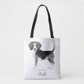 Beagle Hund in Schwarz/Weiß und benutzerdefinierte Tasche (Vorderseite)