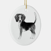Beagle-Hund in Schwarzweiß mit benutzerdefiniertem Keramik Ornament (Rechts)