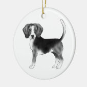 Beagle-Hund in Schwarzweiß mit benutzerdefiniertem Keramik Ornament (Links)