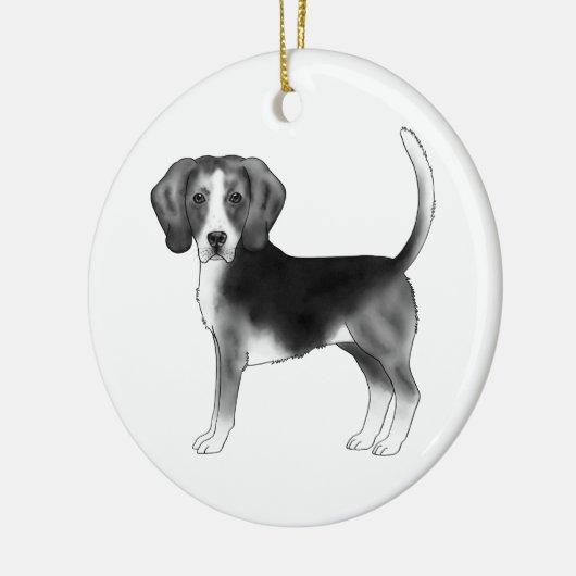 Beagle-Hund in Schwarzweiß mit benutzerdefiniertem Keramik Ornament (Links)
