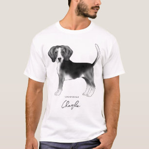 Beagle-Hund in Schwarzweiß und benutzerdefiniertem T-Shirt