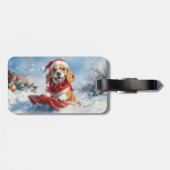 Beagle Hund in Sledge Lass es Schnee Weihnachten Gepäckanhänger (Rückseite horizontal)