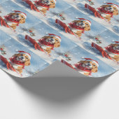 Beagle Hund in Sledge Lass es Schnee Weihnachten Geschenkpapier (Ecke)