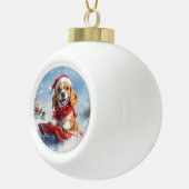 Beagle Hund in Sledge Lass es Schnee Weihnachten Keramik Kugel-Ornament (Rechts)