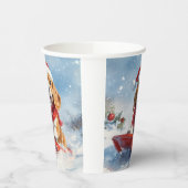 Beagle Hund in Sledge Lass es Schnee Weihnachten Pappbecher (Links)