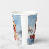 Beagle Hund in Sledge Lass es Schnee Weihnachten Pappbecher (Rechts)